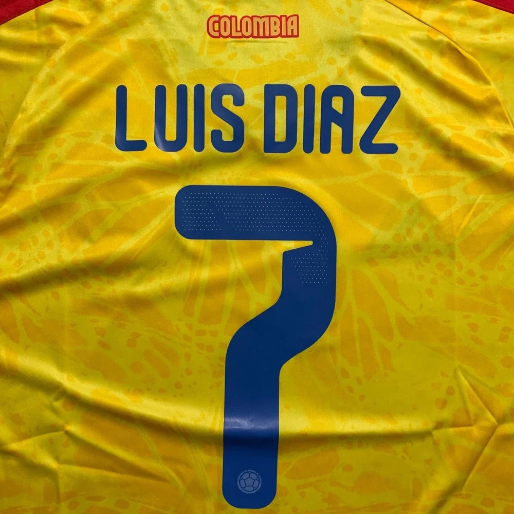 Adidas Colombia Luis Diaz 7 Soccer Jersey Mens Small Yellow New Home Kit
